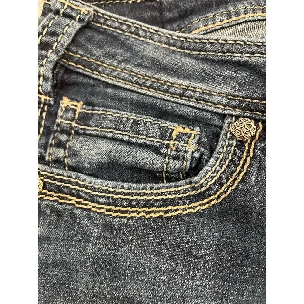 Silver Jeans Aiko Capri Women 33 Thick Stitch Y2K 90s Western Cowgirl Fringe - Picture 16 of 16